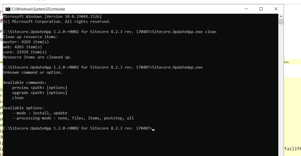 Sitecore.UpdateApp result clean up database and other options